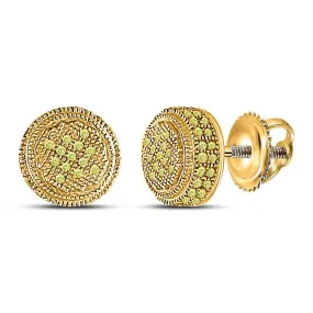 0.25cttw Yellow Diamond Round Stud Earrings Gold over 925 Sterling Silver