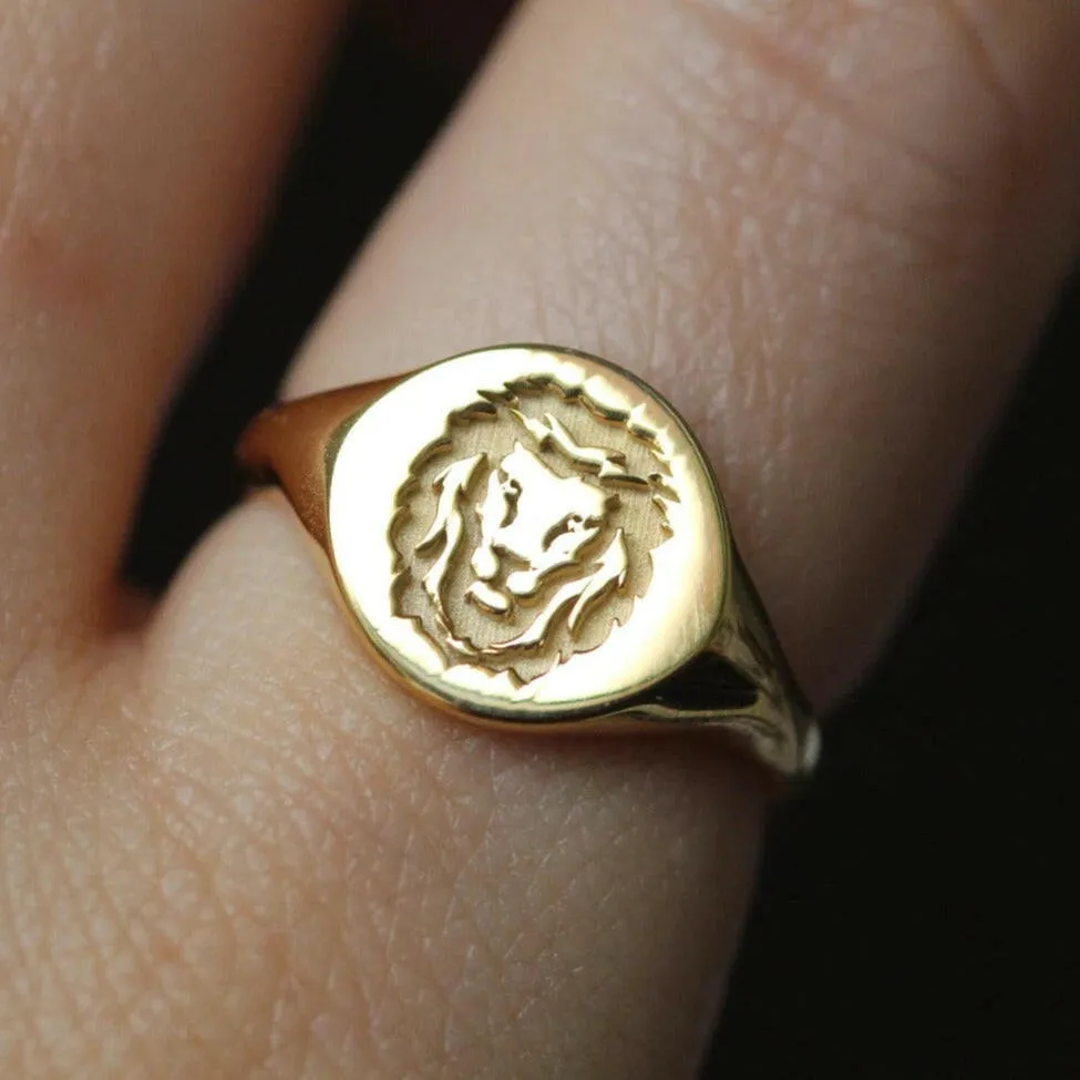 10k Lion Signet Ring by VicStoneNYC Fine Jewelry