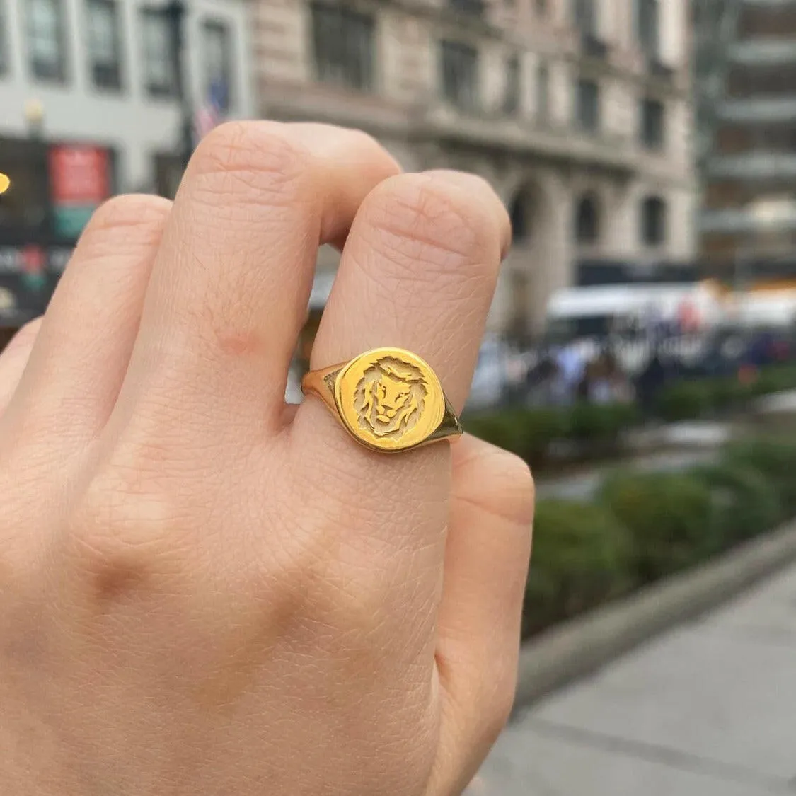 10k Lion Signet Ring by VicStoneNYC Fine Jewelry