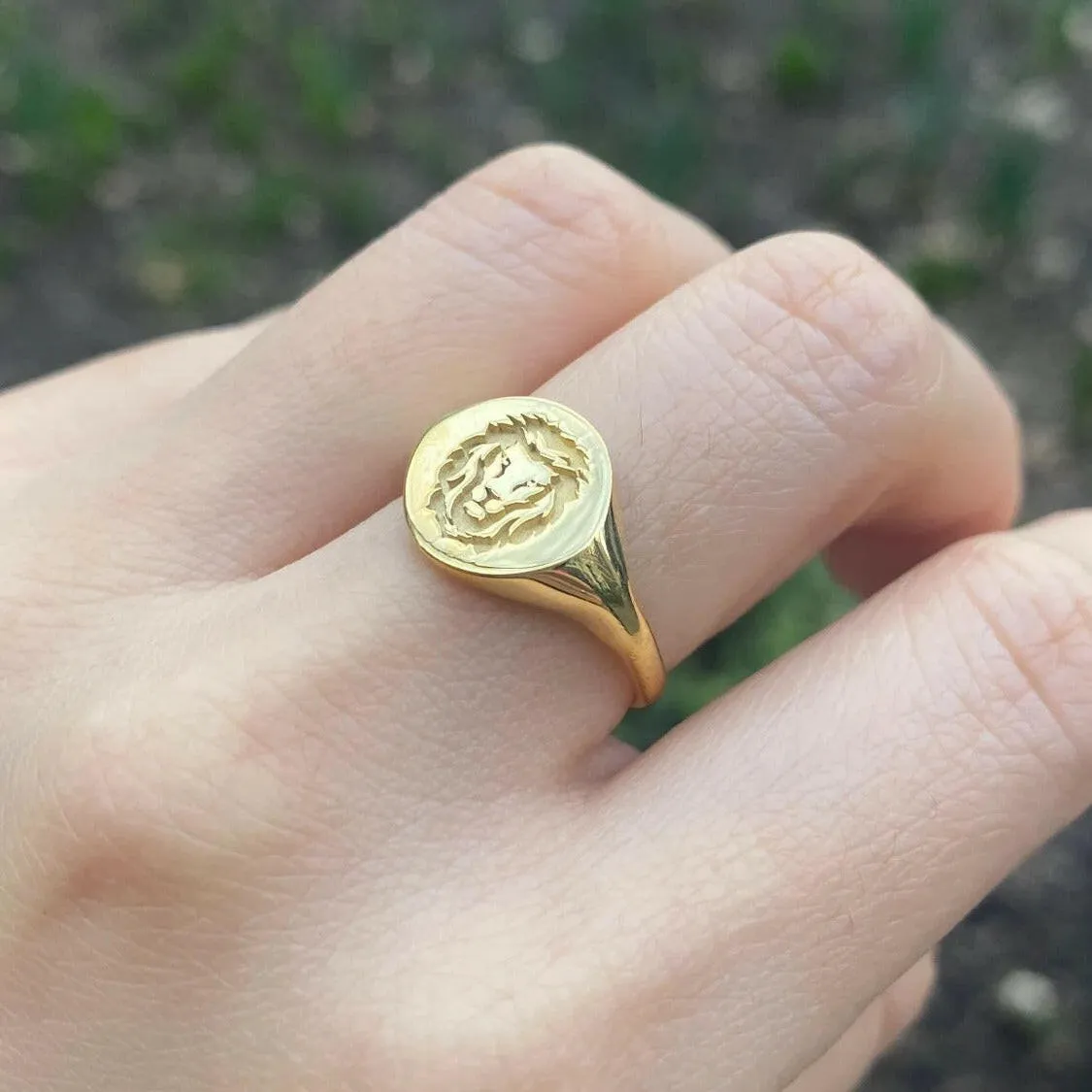 10k Lion Signet Ring by VicStoneNYC Fine Jewelry