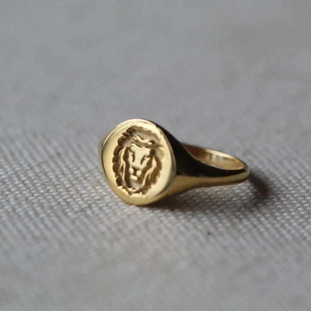 10k Lion Signet Ring by VicStoneNYC Fine Jewelry