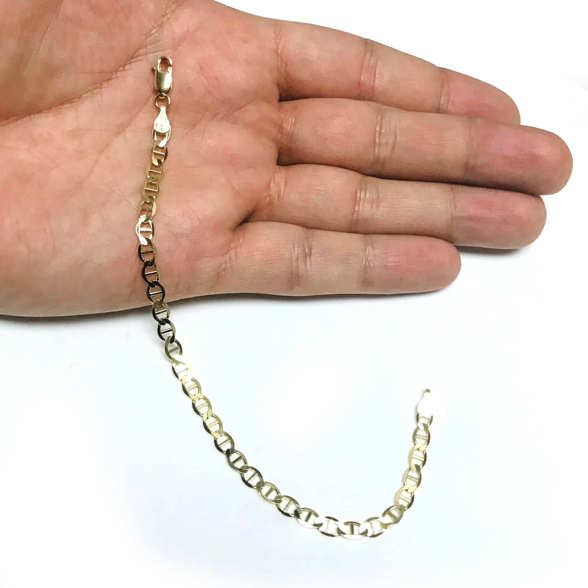 10k Yellow Gold Mariner Link Chain Bracelet, 4mm