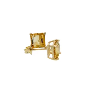 10k Yellow Gold Plated 1/2 Carat Square Created Citrine Sapphire Stud Earrings