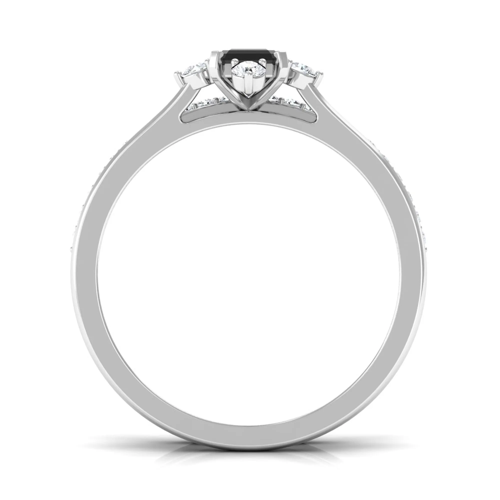 1.25 Ct Octagon Solitaire Black Onyx and Diamond Ring Set