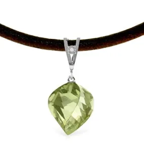 13.01 Carat 14K Solid White Gold Savoire Vivre Green Amethyst Necklace