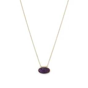 14 Karat Gold Plated Rough Cut Amethyst Slide Necklace