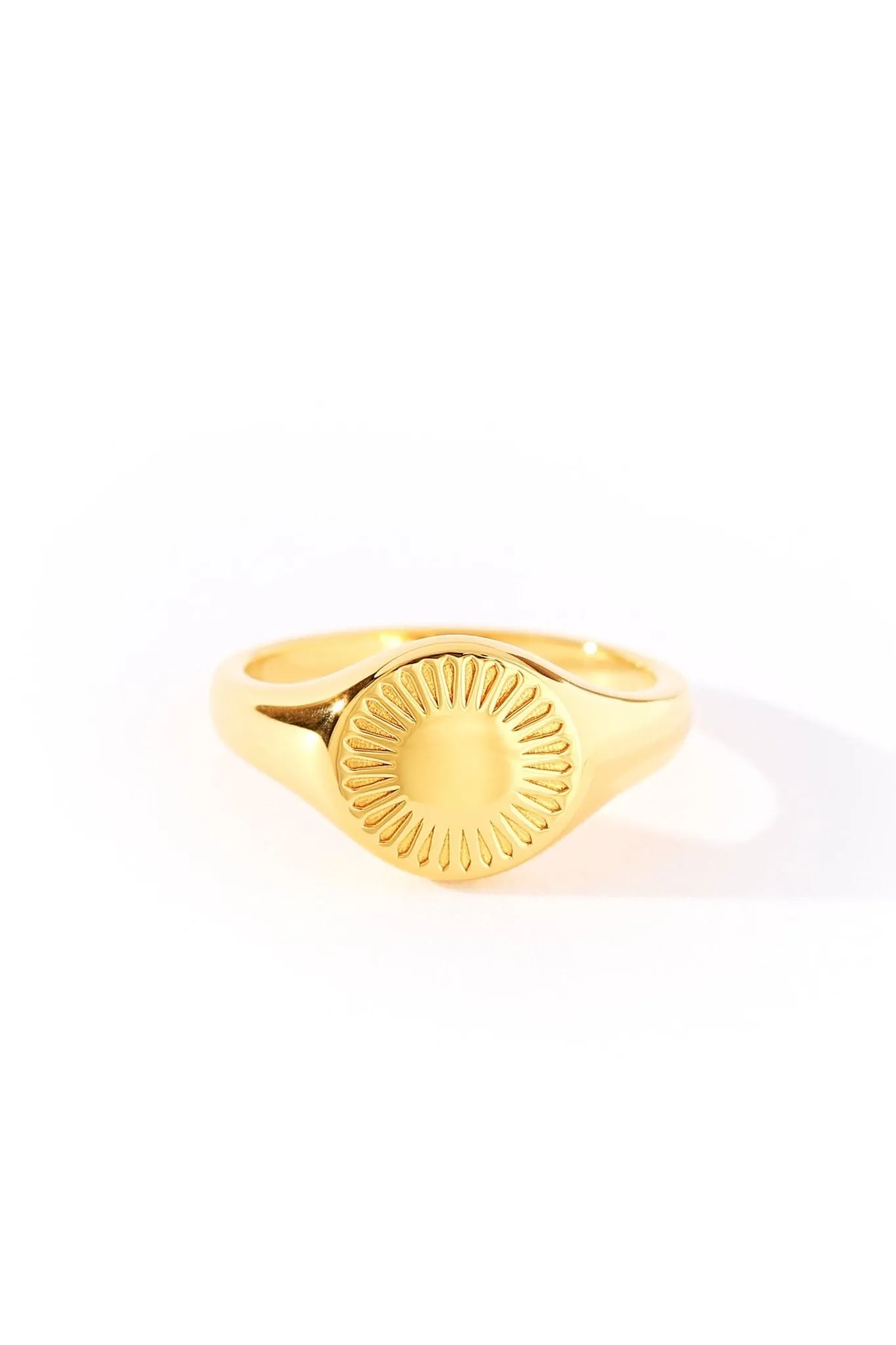 14ct Gold Plated Sterling Silver Signet Sun Ring