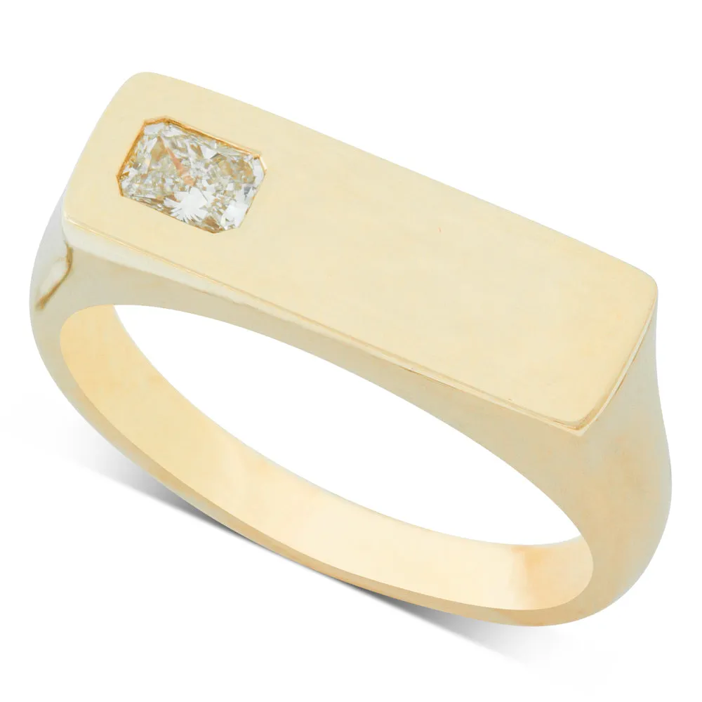 14ct Yellow Gold Diamond Signet Ring