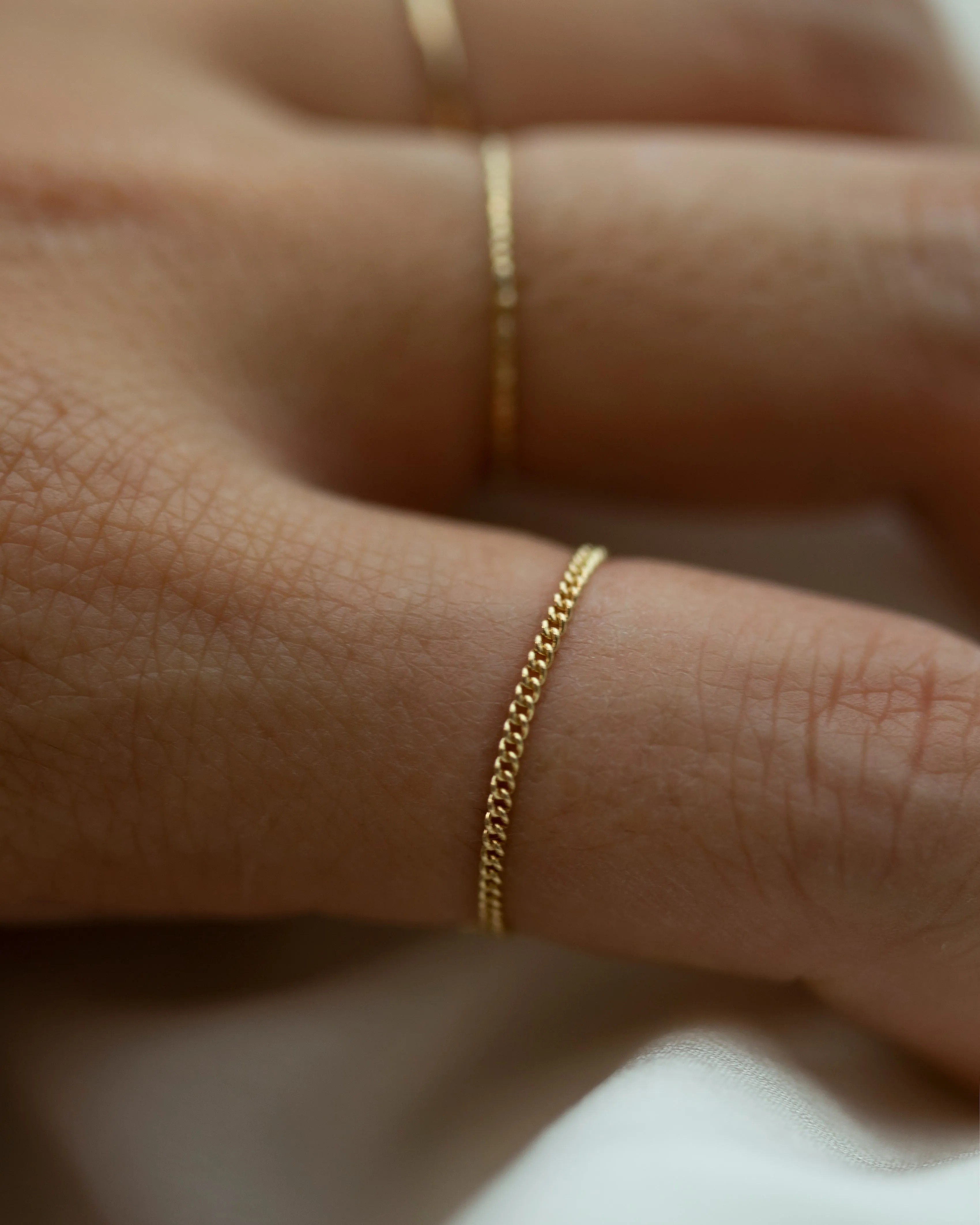 14k Dainty Curb Chain Ring