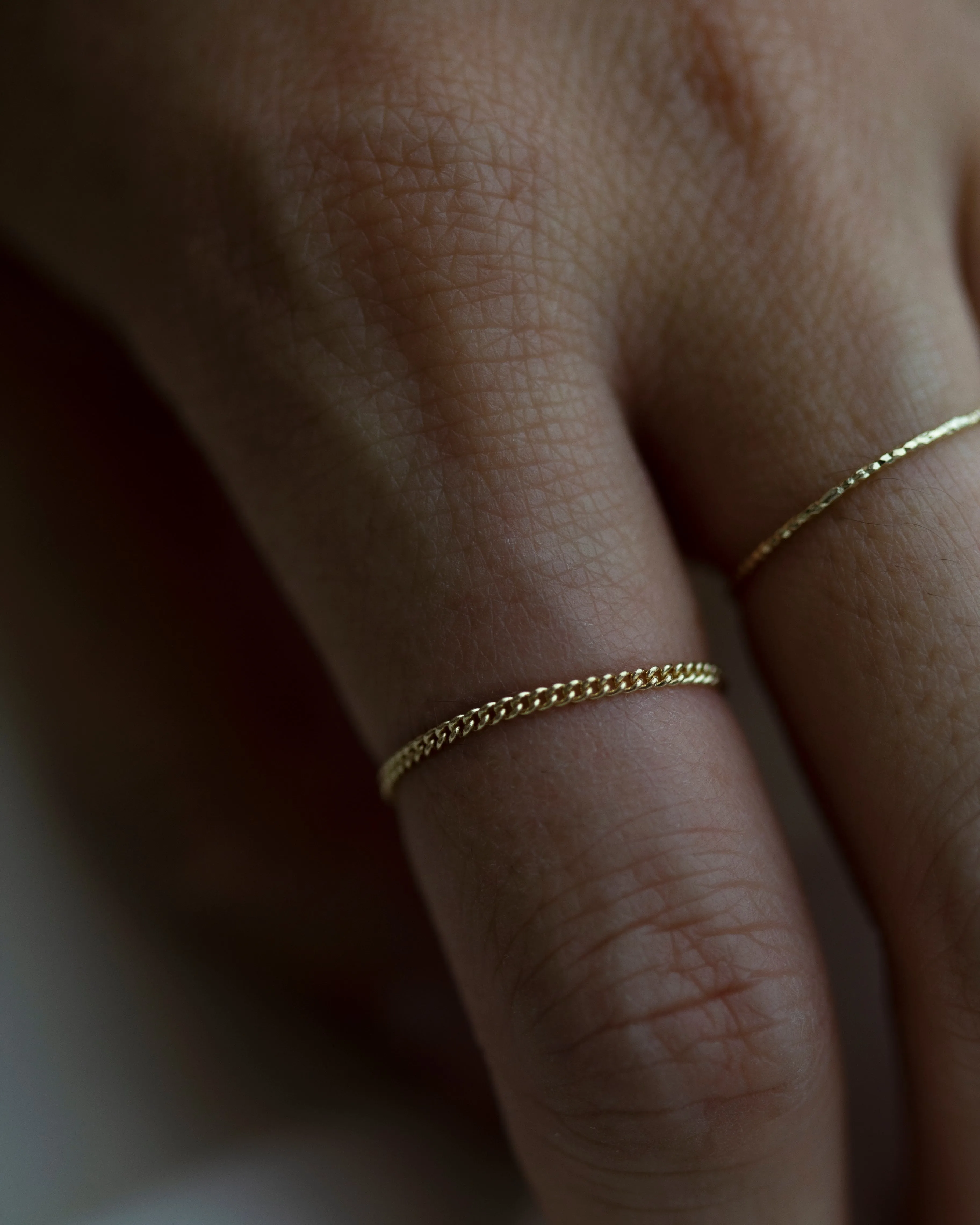 14k Dainty Curb Chain Ring