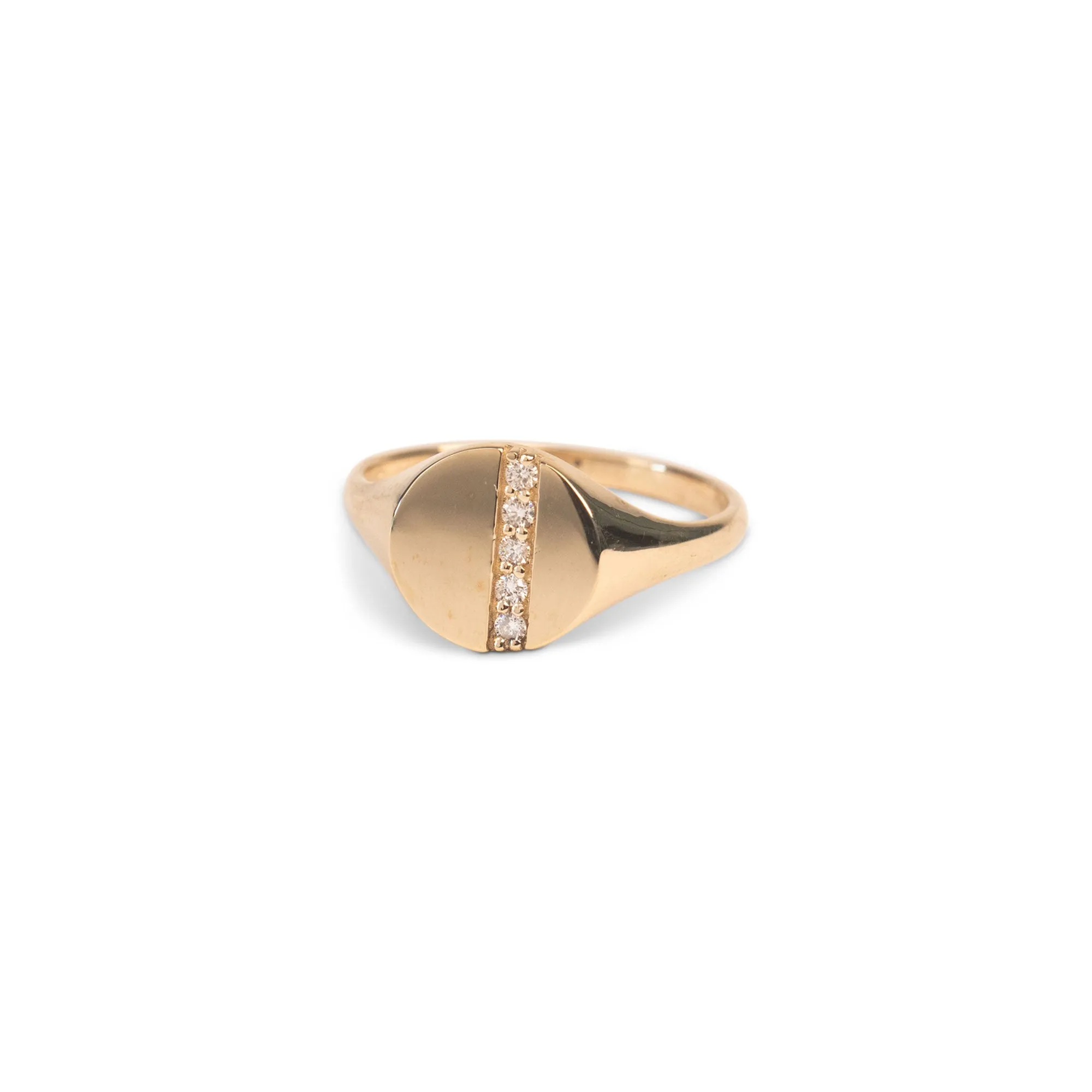 14k Diamond Line Signet Ring