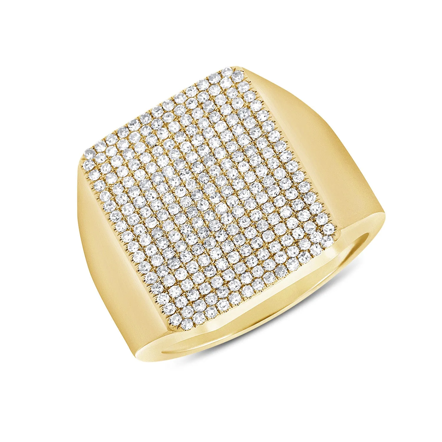 14k Gold & Diamond Rectangle Signet Ring - 0.83ct