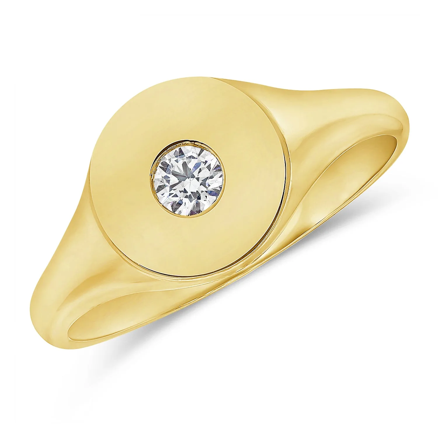 14K Gold & Diamond Signet Ring - 0.09t