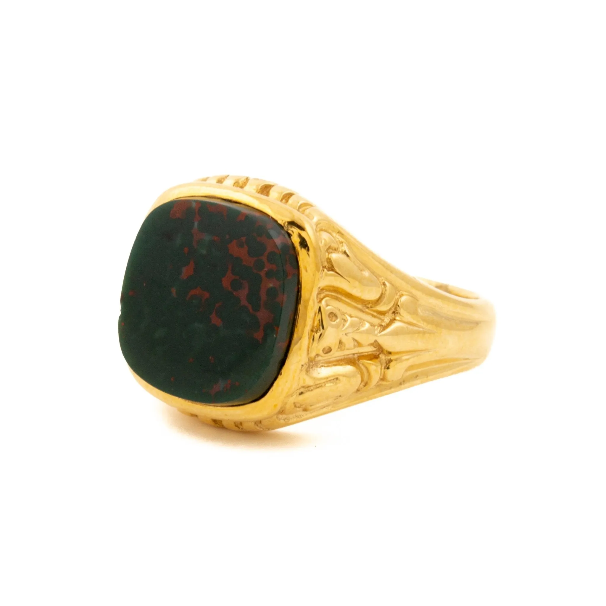 14K Gold Bloodstone Signet