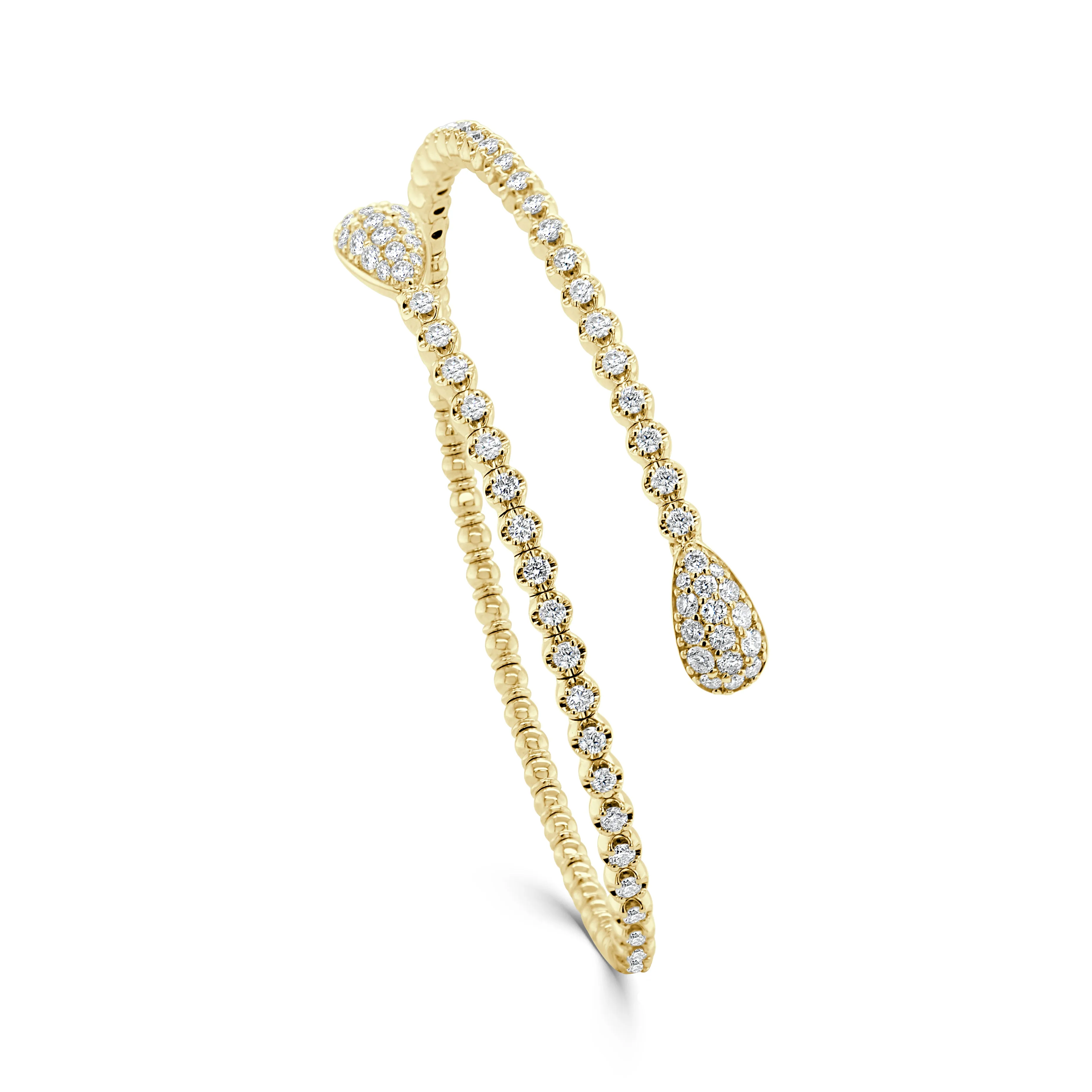 14K Gold Diamond Flexible Snake Bangle - 1.85ct