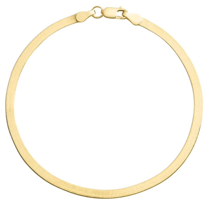 14K Gold Herringbone Chain Bracelet