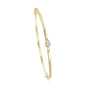 14K Gold Pear Shape Diamond Bangle - 0.19ct