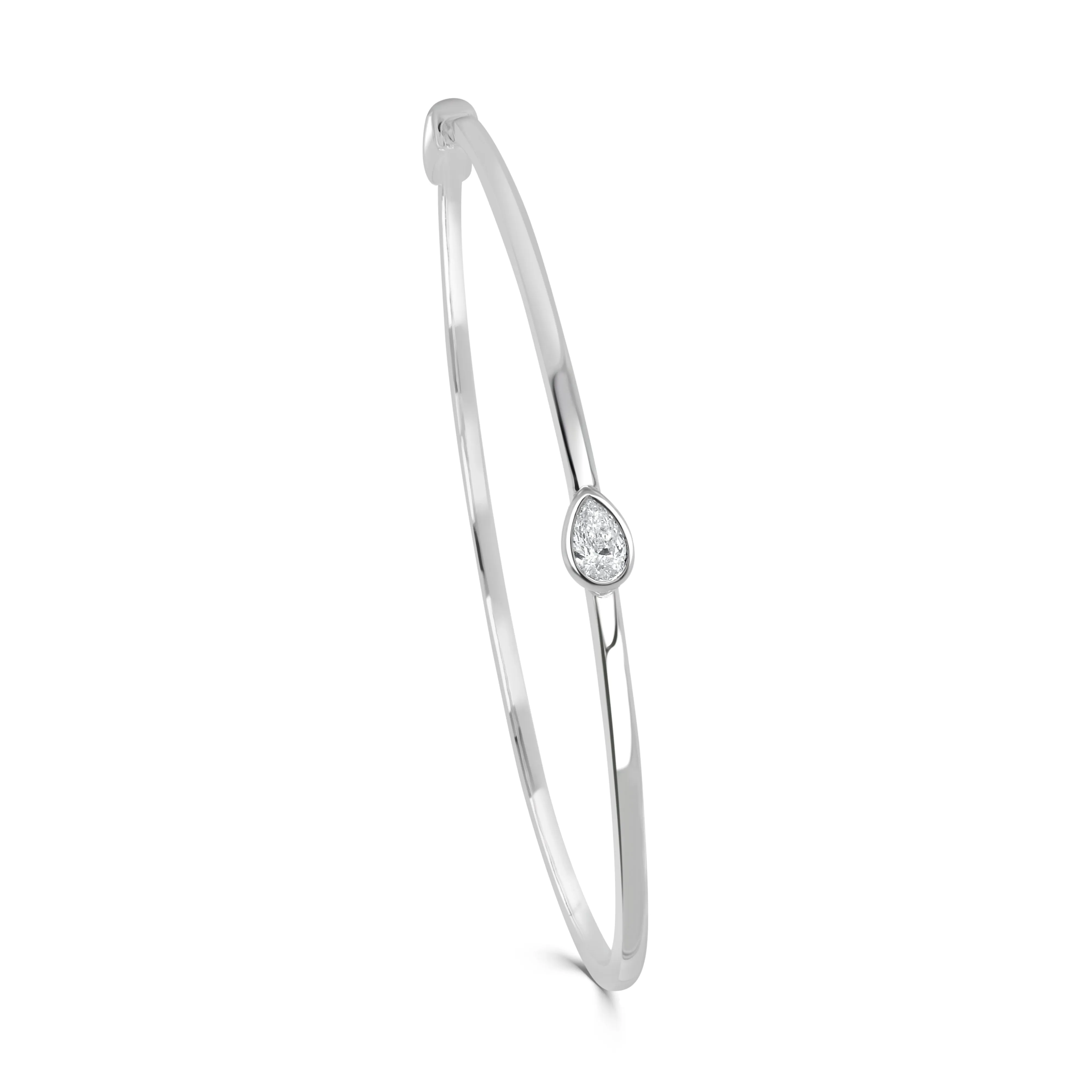 14K Gold Pear Shape Diamond Bangle - 0.19ct