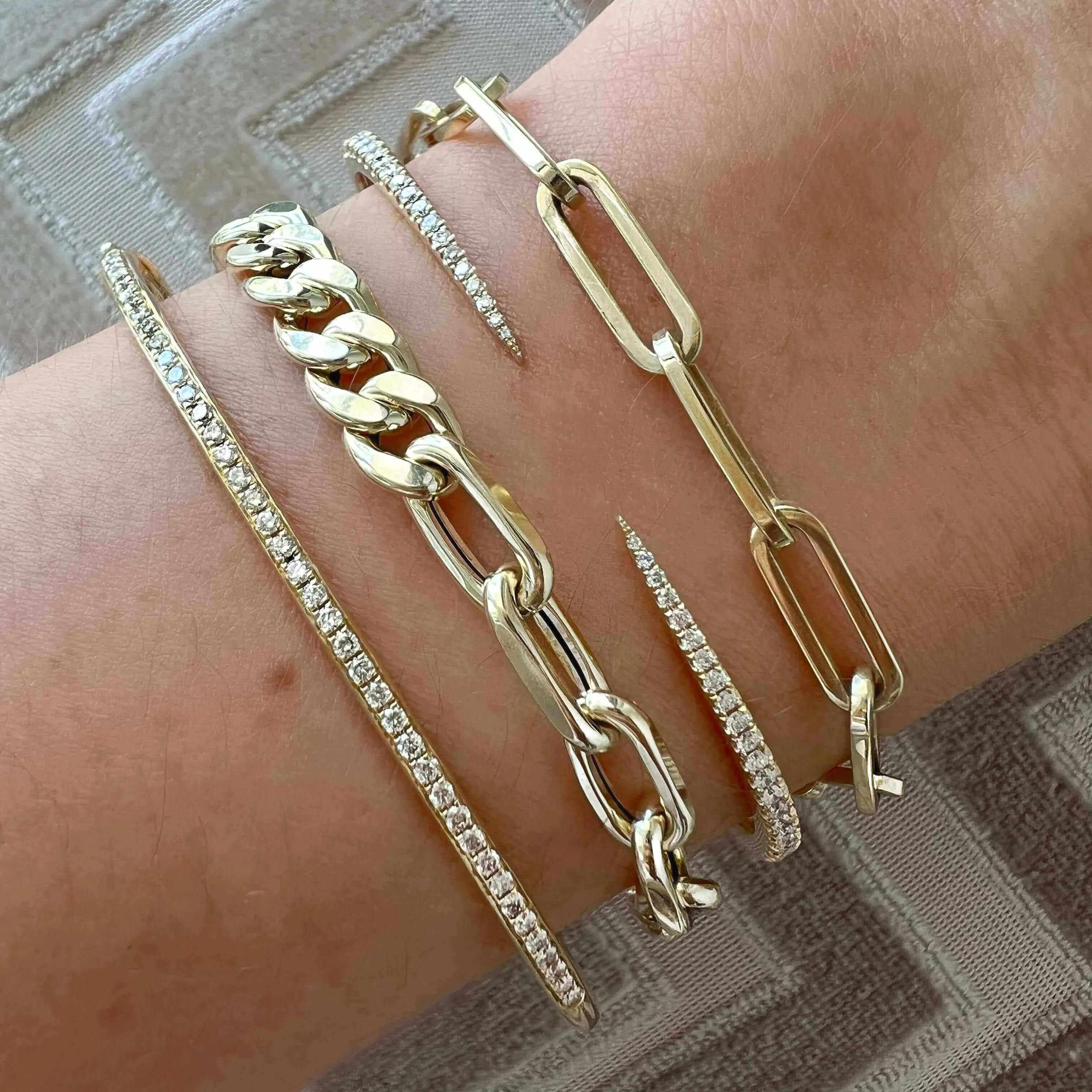 14K Gold Solid Paper Clip Chain Bracelet