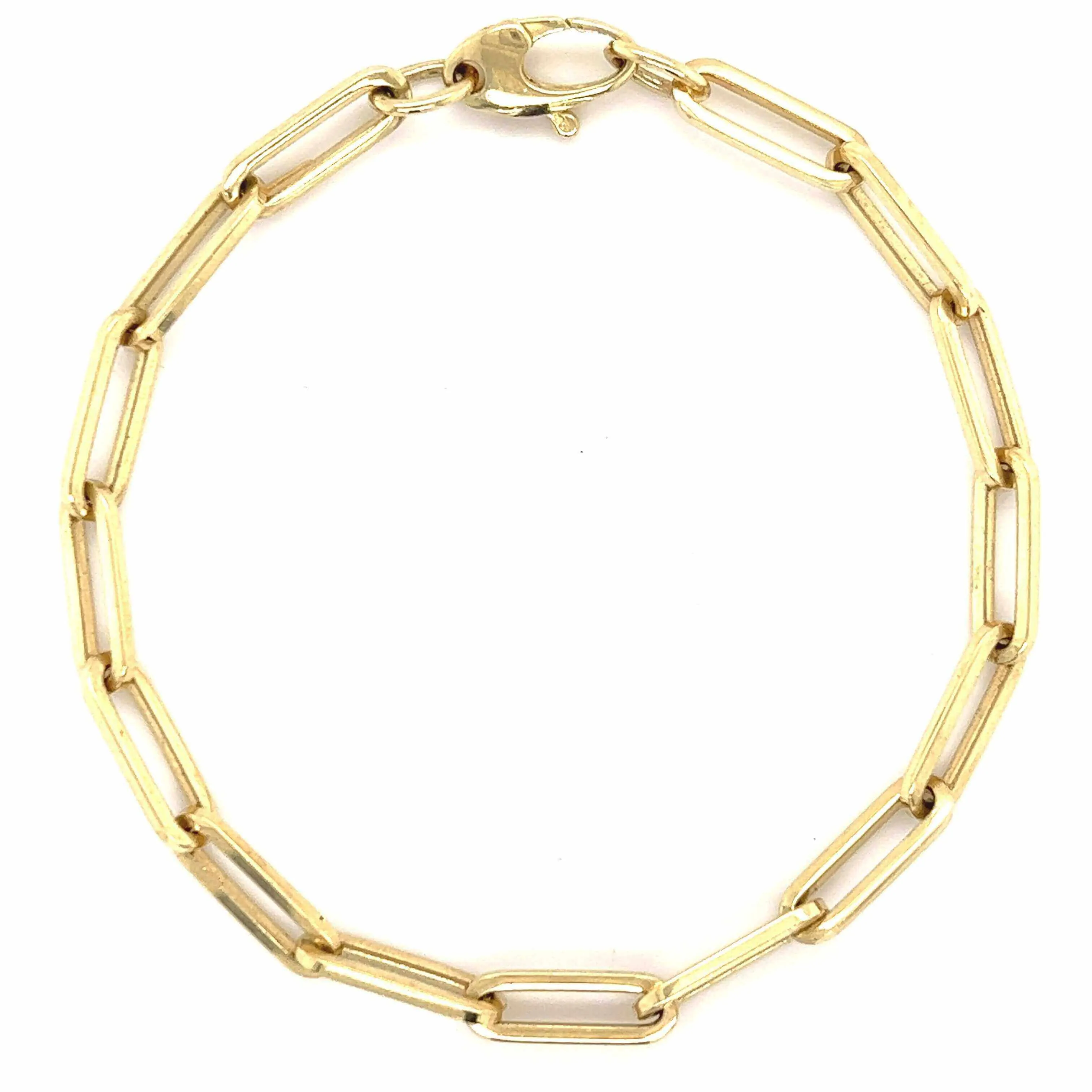 14K Gold Solid Paper Clip Chain Bracelet