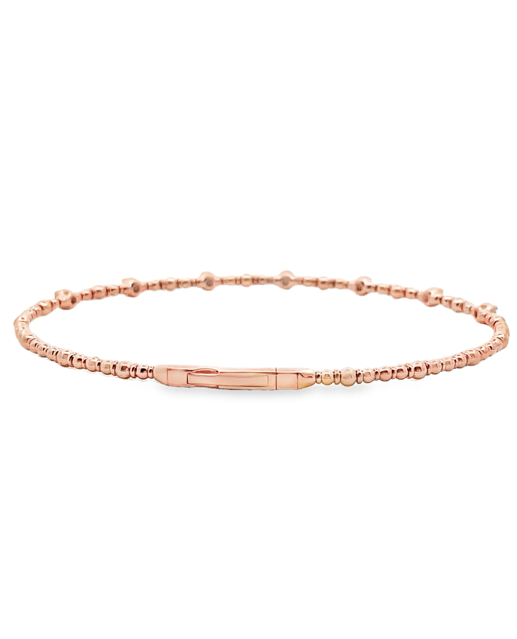 14K Rose Gold Flexible Diamond Bangle Bracelet