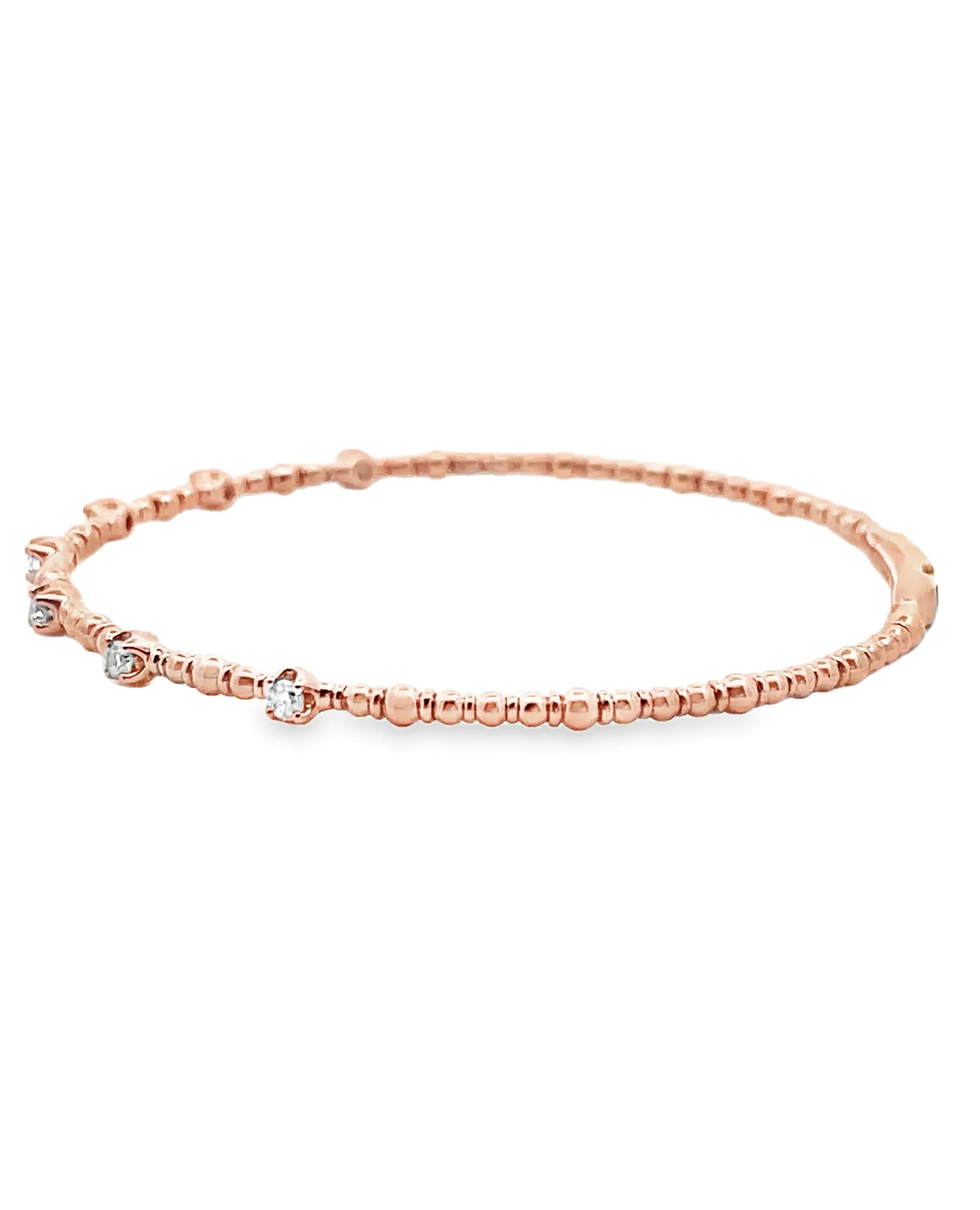 14K Rose Gold Flexible Diamond Bangle Bracelet