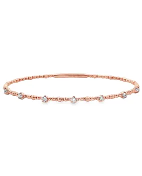 14K Rose Gold Flexible Diamond Bangle Bracelet