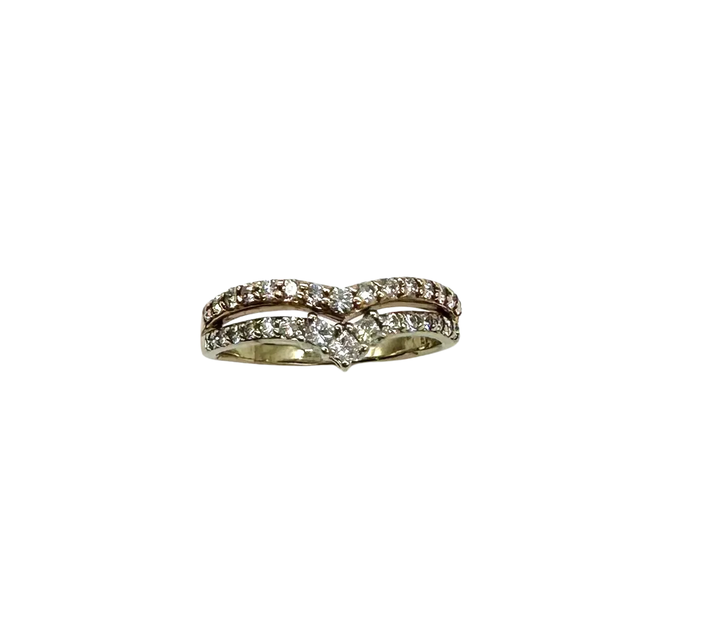 14k Rose White Gold Double Chevron Band