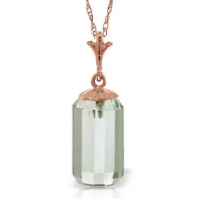 14K Solid Rose Gold Necklace w/ Bullet Cut Green Amethyst