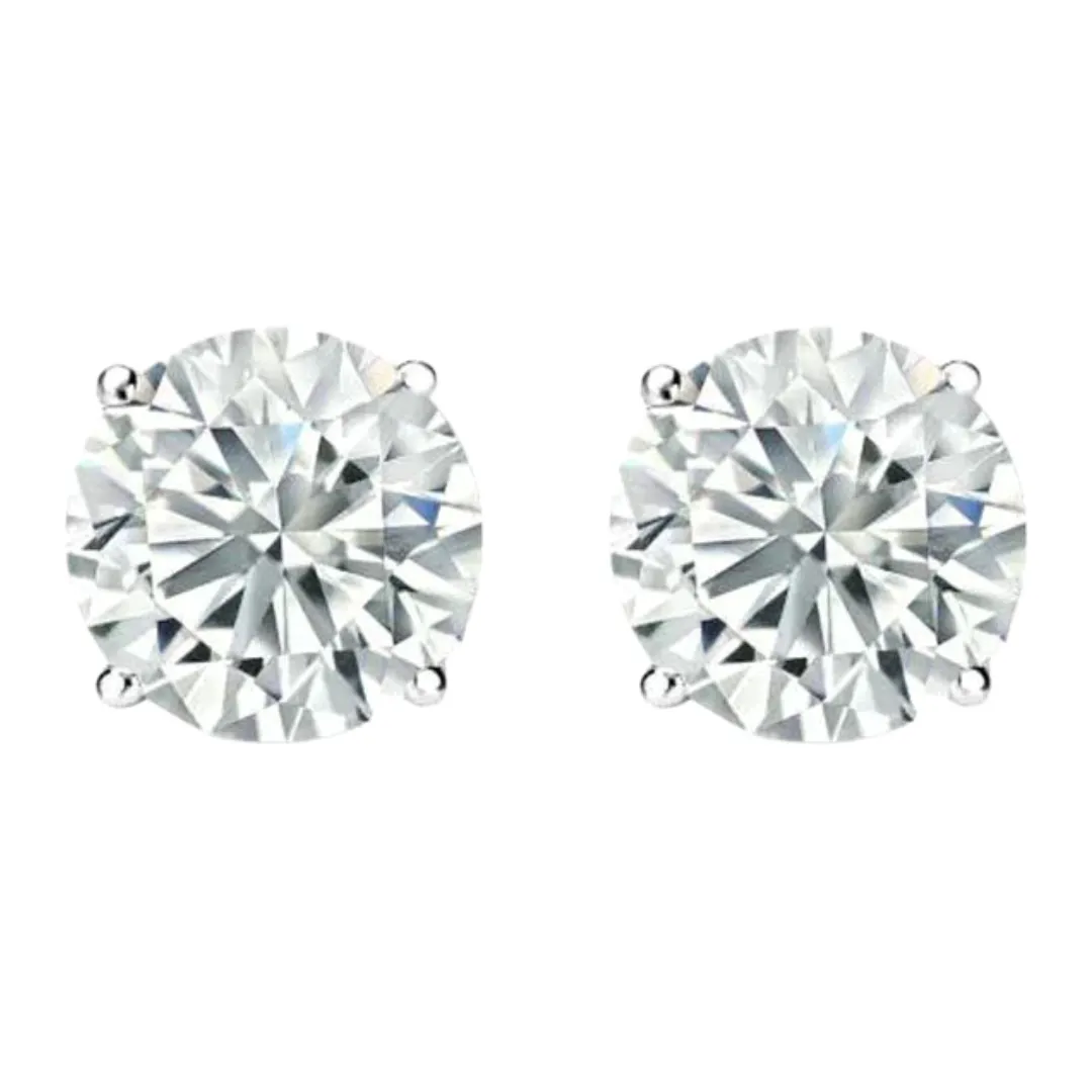 14k White And Rose Gold 1/2 Carat Solitaire Created Diamond 2 Pair Round Stud Earrings