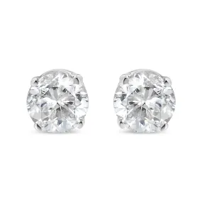 14K White Gold 1/3 Cttw Round Brilliant-Cut Near Colorless Diamond Classic 4-Prong Stud Earrings (H-I Color, SI1-SI2 Clarity)