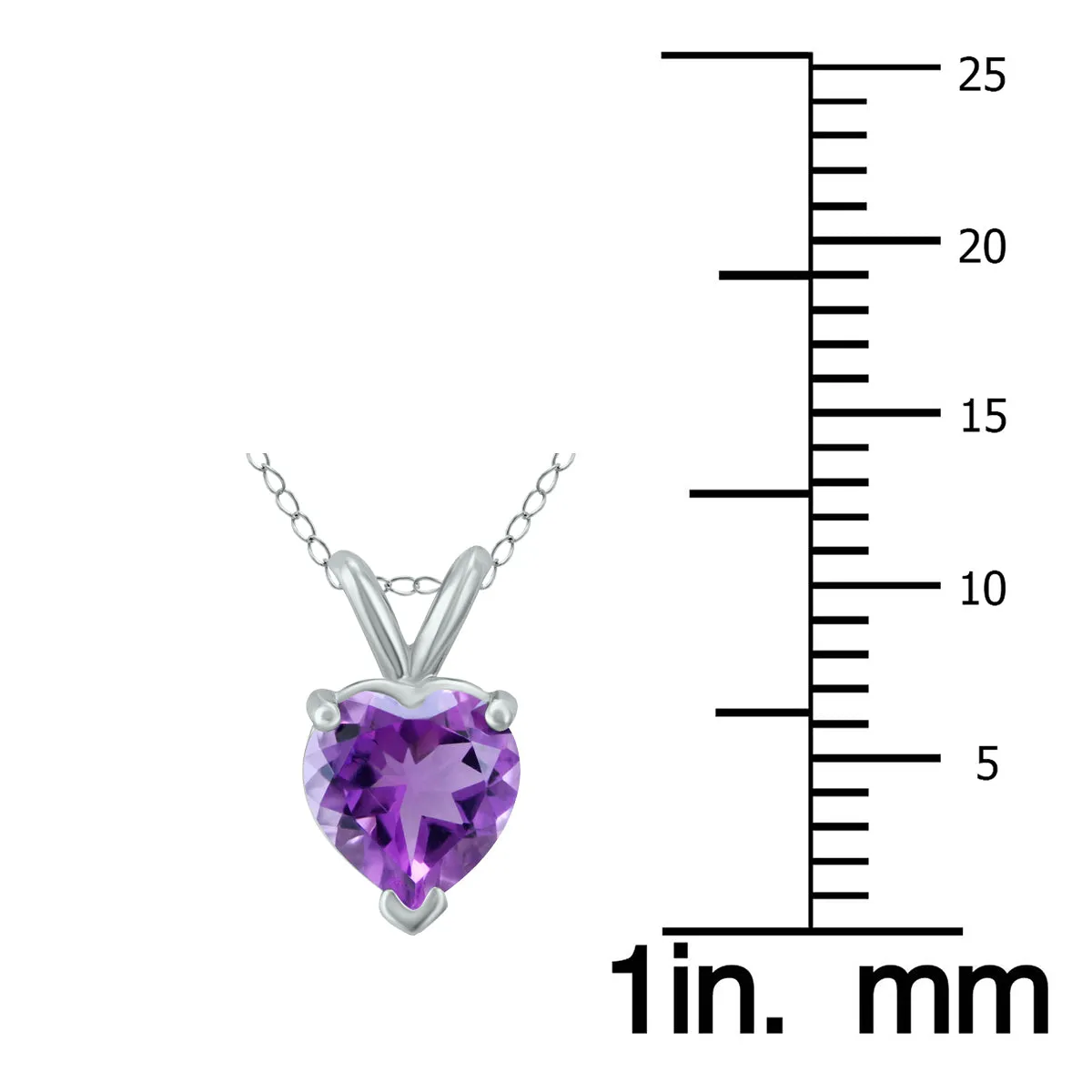 14K White Gold 5Mm Heart Amethyst Pendant