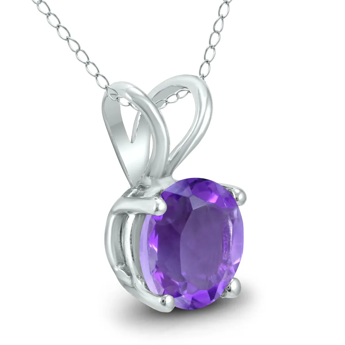 14K White Gold 6Mm Round Amethyst Pendant