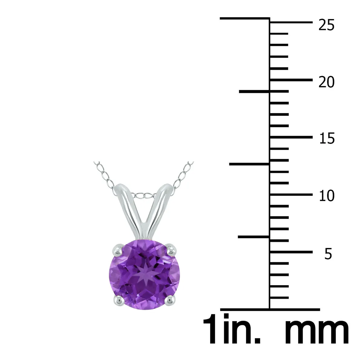 14K White Gold 6Mm Round Amethyst Pendant