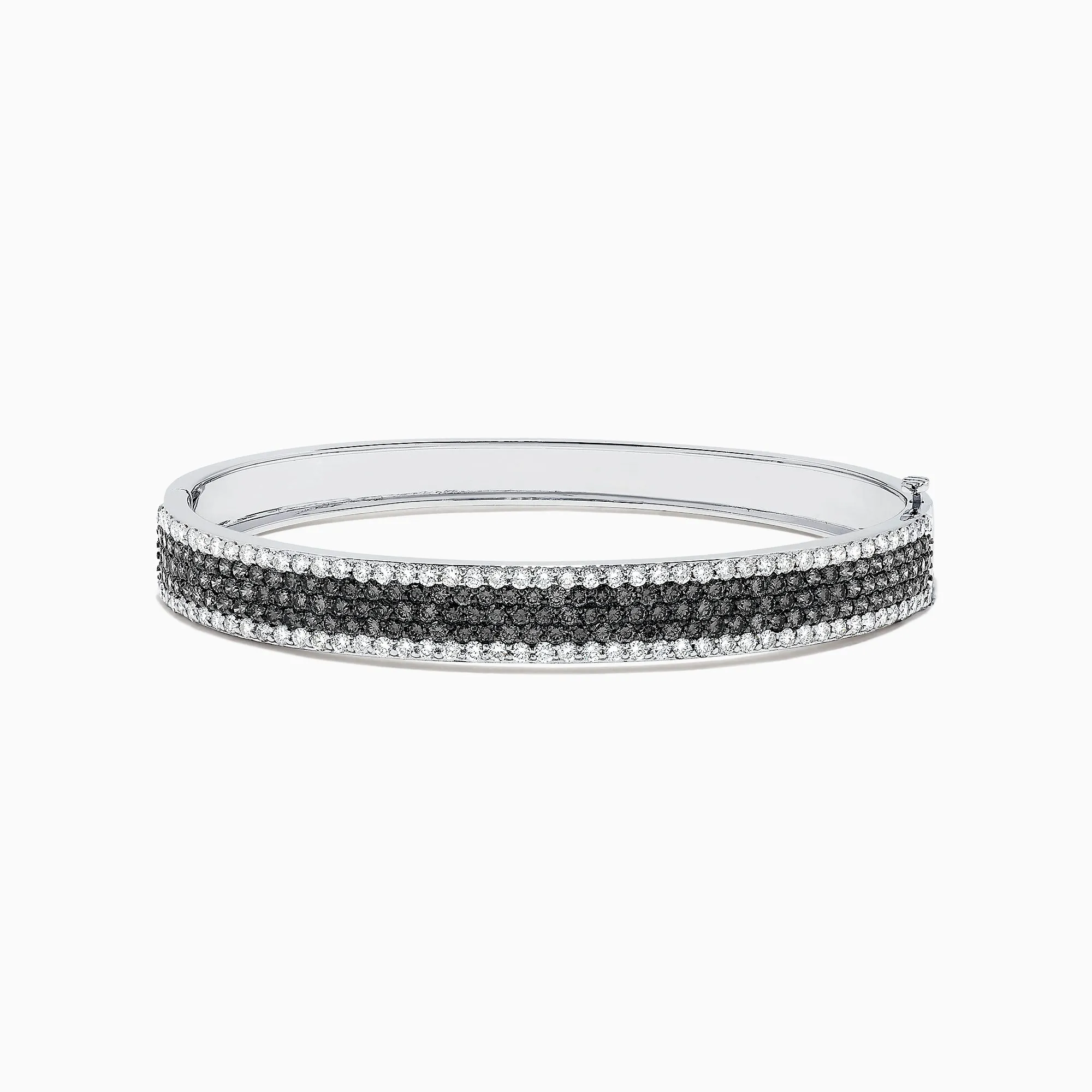 14K White Gold Black and White Diamond Bangle, 4.47 TCW