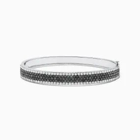 14K White Gold Black and White Diamond Bangle, 4.47 TCW