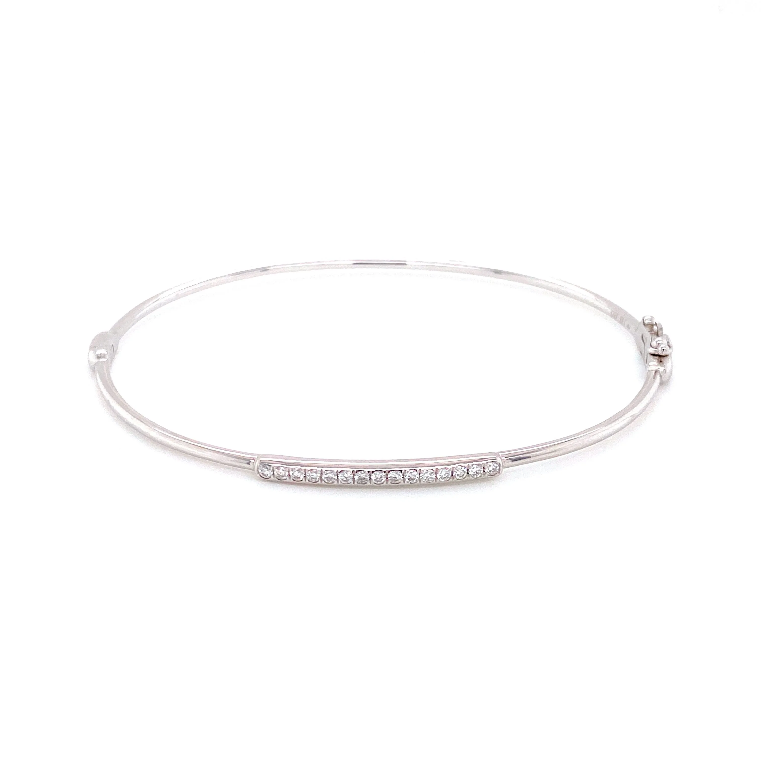 14K White Gold Diamond Top Bangle