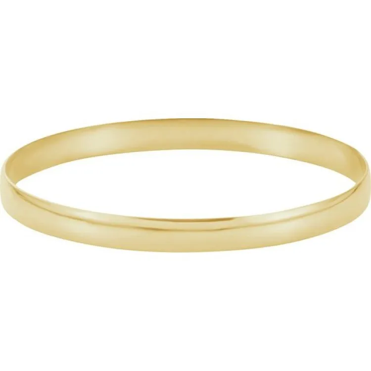 14K Yellow 6 mm Half Round Bangle 7 3/4" Bracelet