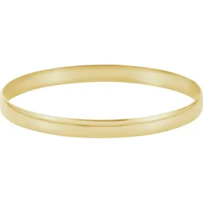 14K Yellow 6 mm Half Round Bangle 7 3/4" Bracelet