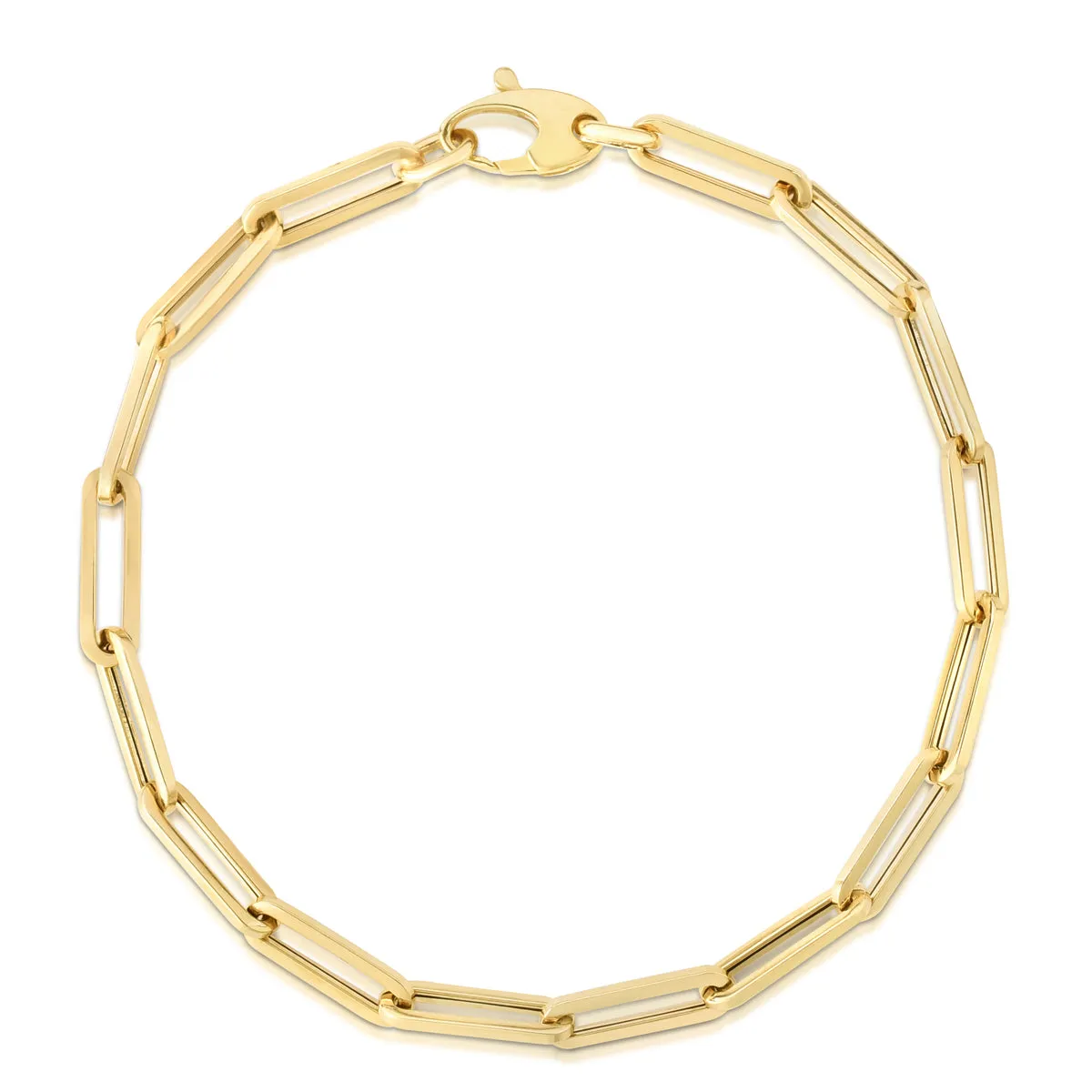 14k Yellow Gold 4.2mm Polished Paperclip Chain Bracelet