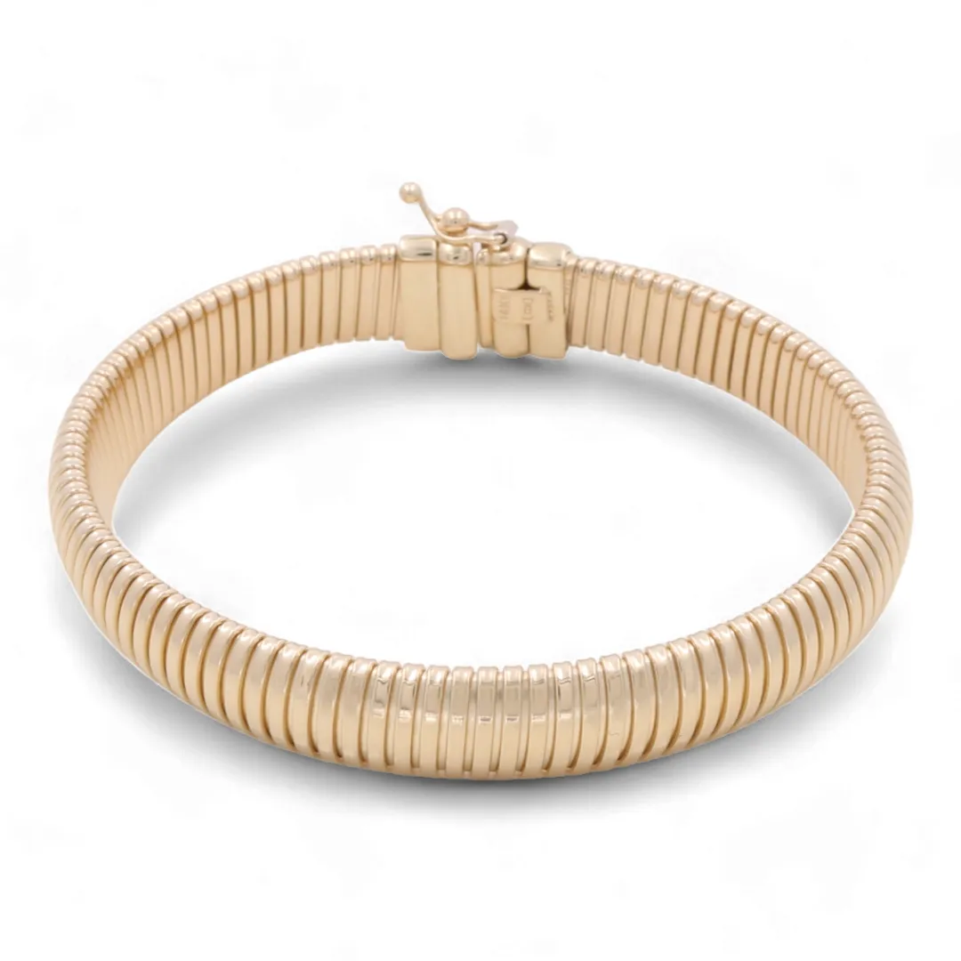 14K Yellow Gold Fashion Ridge Bangle