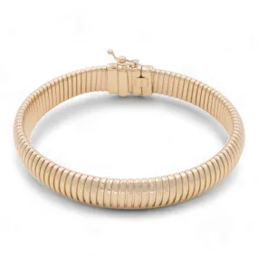 14K Yellow Gold Fashion Ridge Bangle