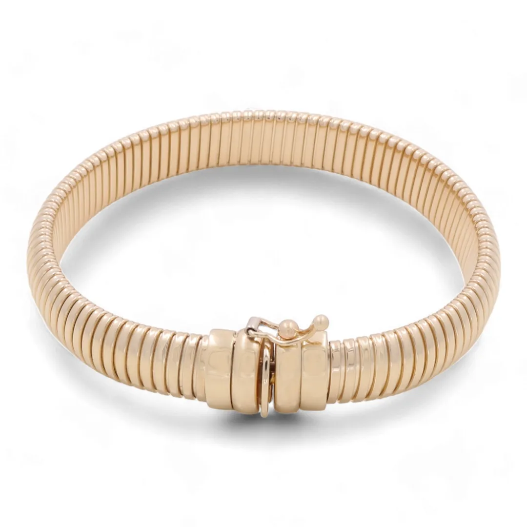 14K Yellow Gold Fashion Ridge Bangle