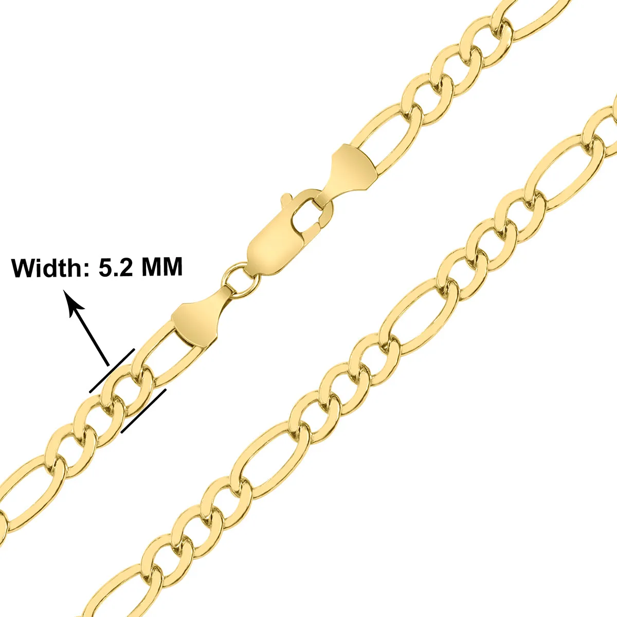 14K Yellow Gold Filled 5.2Mm Figaro Bracelet With Lobster Clasp