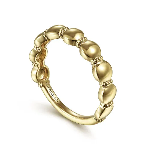 14K Yellow Gold Round Station Stackable Ring