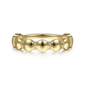 14K Yellow Gold Round Station Stackable Ring