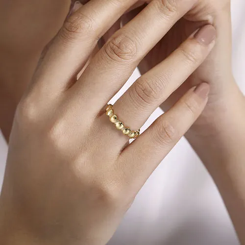 14K Yellow Gold Round Station Stackable Ring