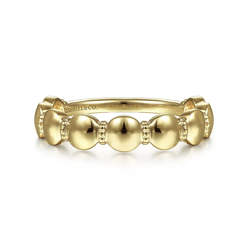 14K Yellow Gold Round Station Stackable Ring