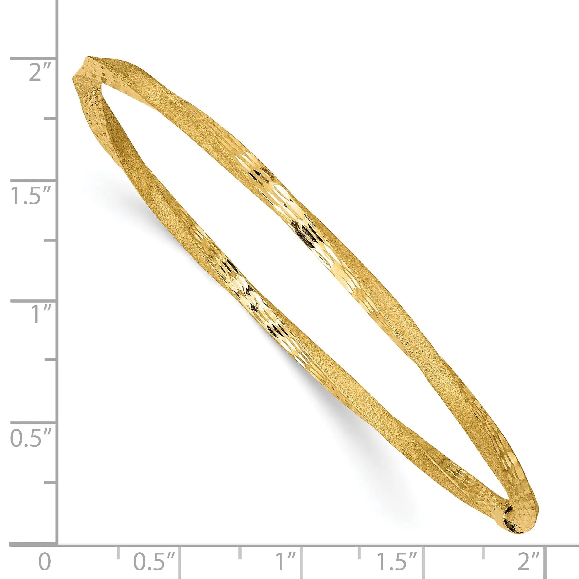 14k Yellow Gold Satin Finish D.C Twist Slip-on Bangle