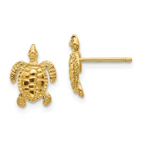 14k Yellow Gold Sea Turtle Post Earrings